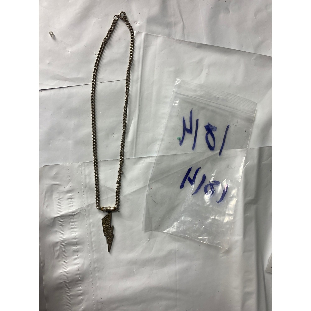Gold Tone Lightning Bolt Pendant Necklace Chain Choker